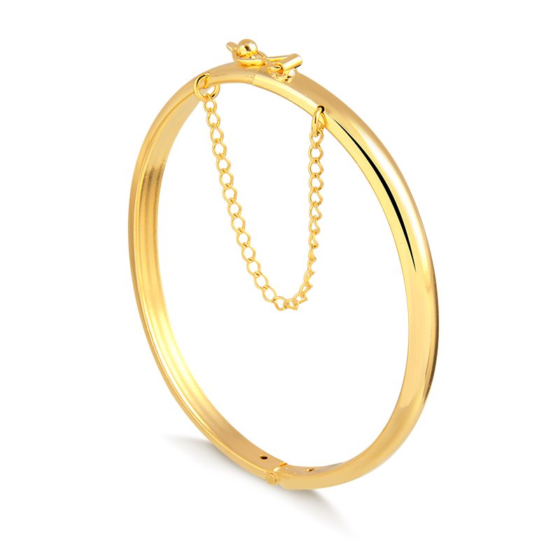Bracelete Oval Meia Cana Banhado a Ouro 18k