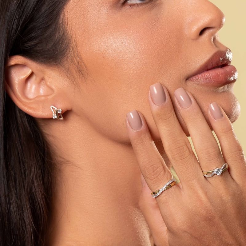 Brinco Vazado Zircônia Filete de Ouro e Prata 925