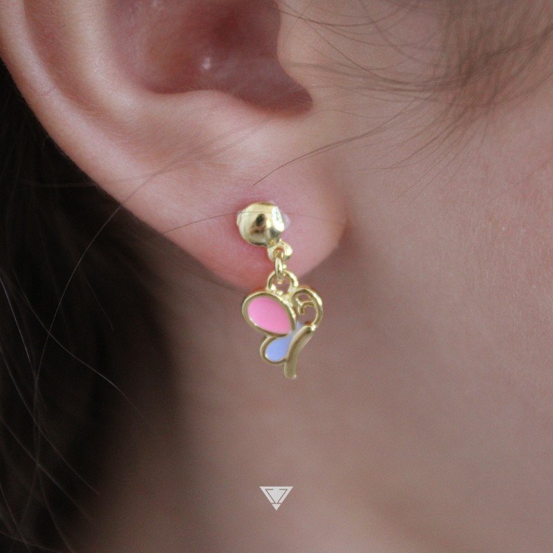Conjunto Borboleta Banhado a Ouro 18k