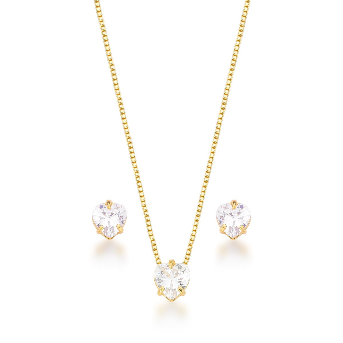 Conjunto Coração Banhado a Ouro 18k