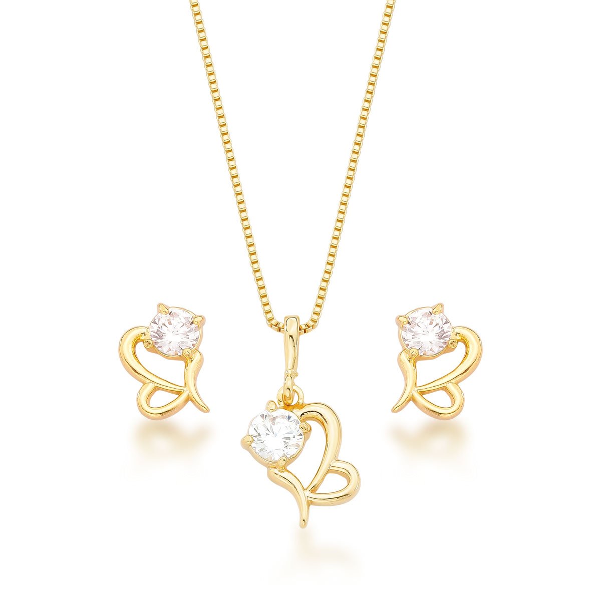 Conjunto Borboleta Banhado a Ouro 18k