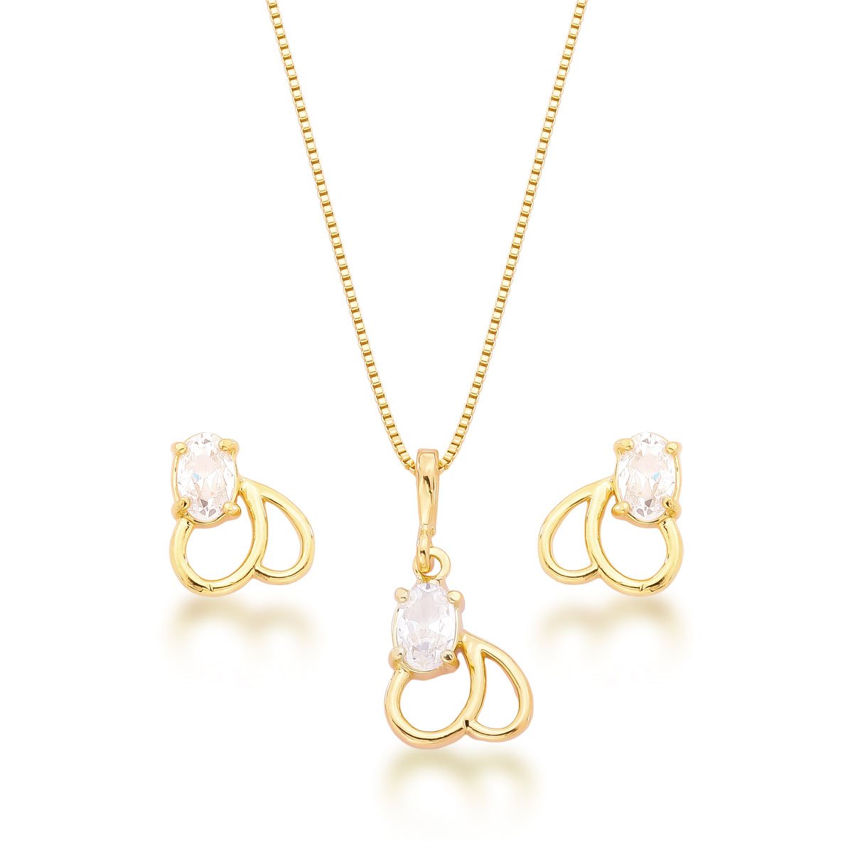 Conjunto Borboleta Banhado a Ouro 18k