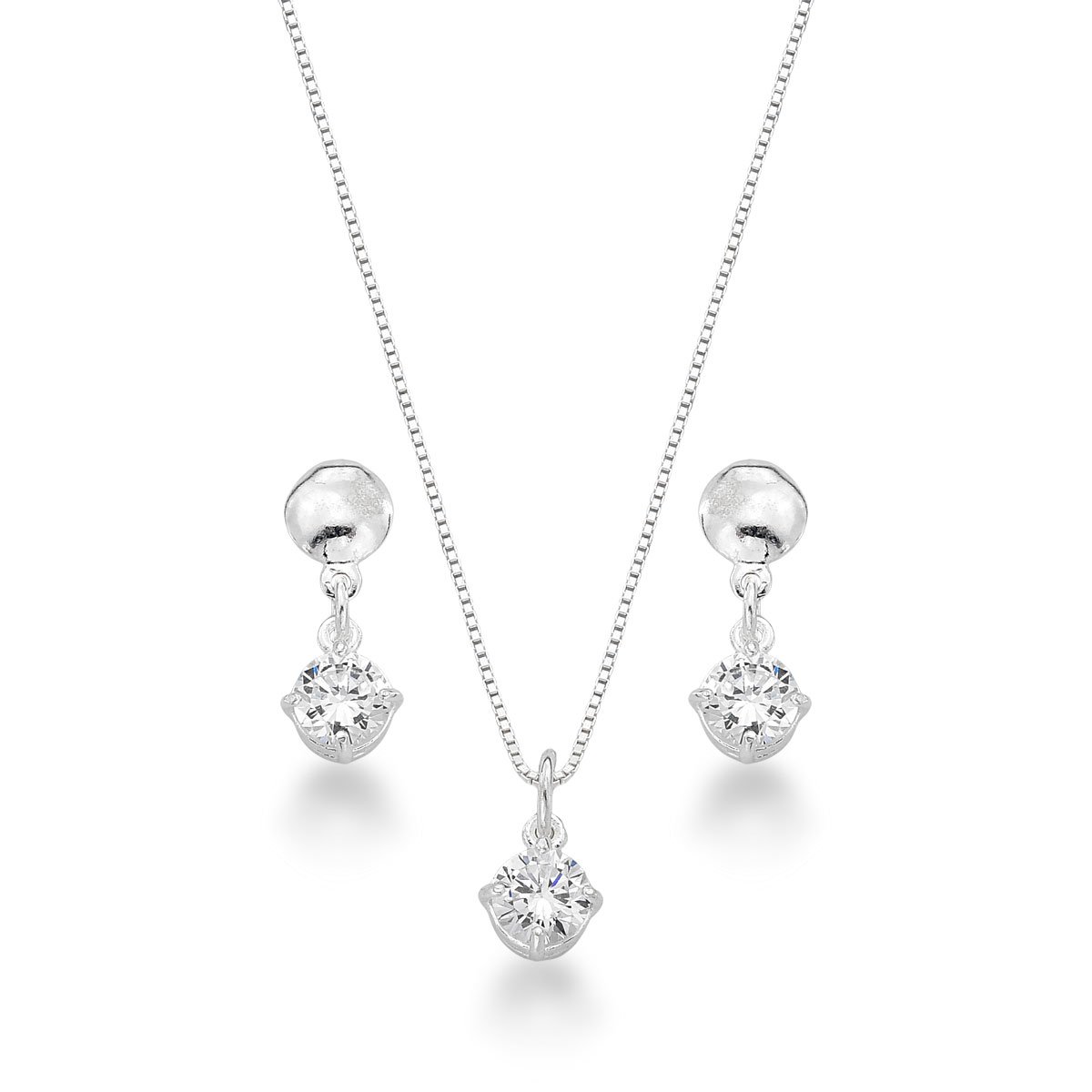 Conjunto Ponto de Luz Prata 925