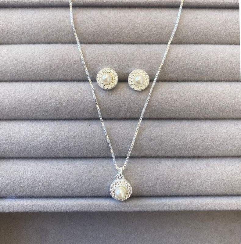 Conjunto Pérola Prata 925