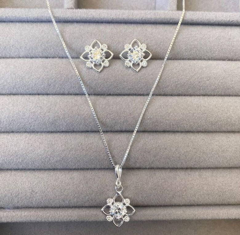 Conjunto Flor Prata 925