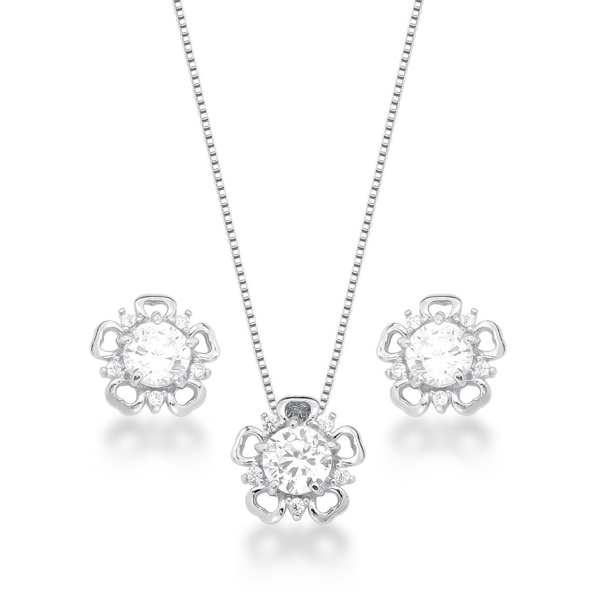 Conjunto Flor Prata 925