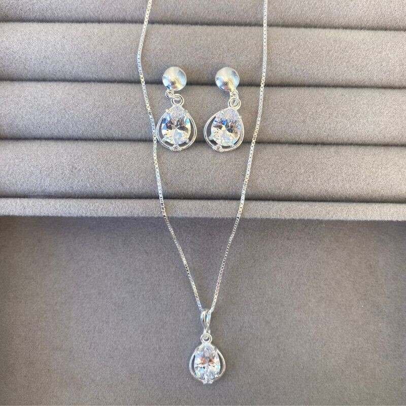 Conjunto Zircônias Prata 925
