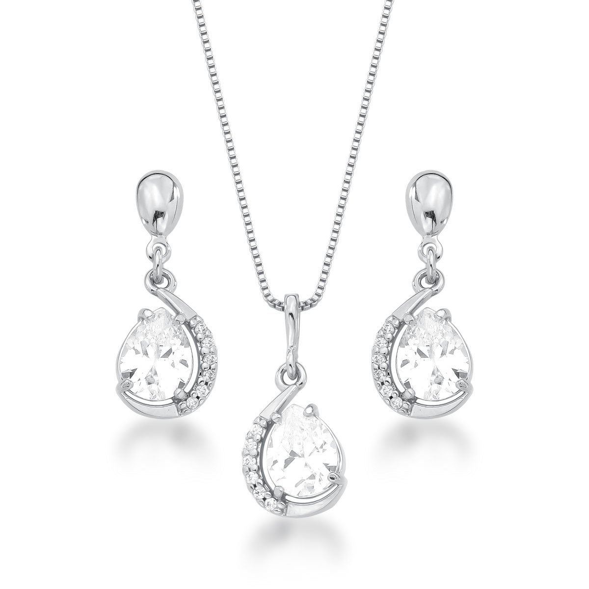 Conjunto Zircônia e Micro Zircônias Prata 925