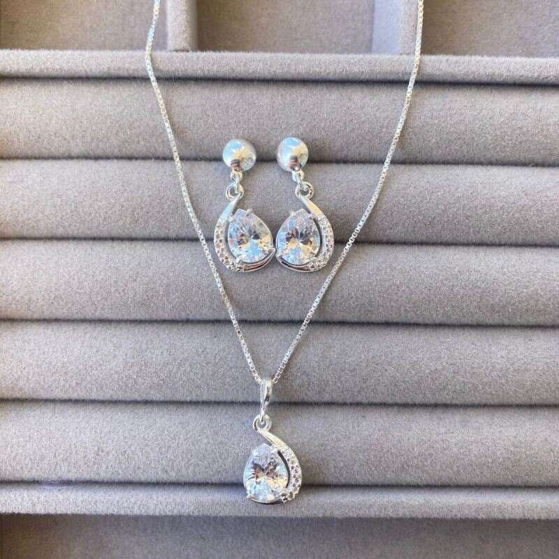 Conjunto Zircônia e Micro Zircônias Prata 925