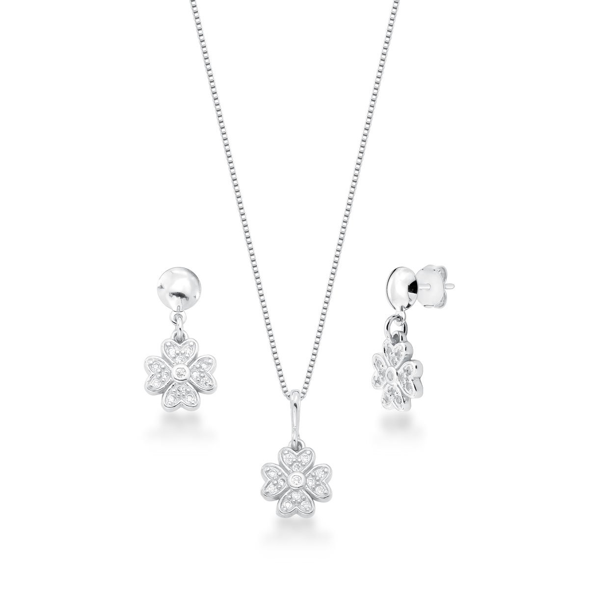 Conjunto Flor Prata 925