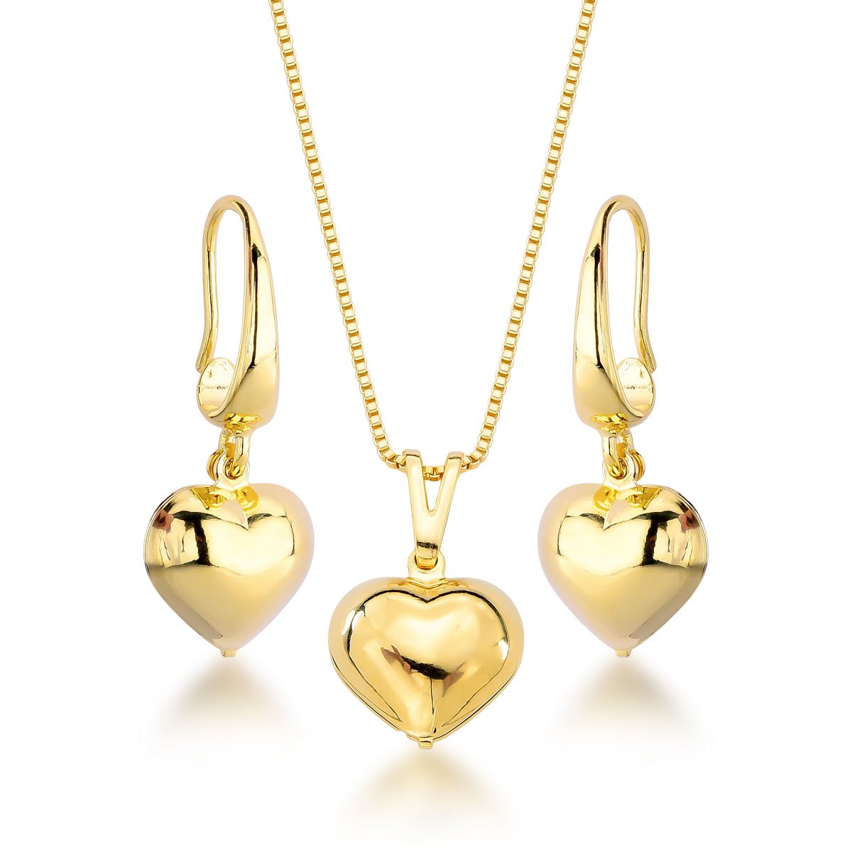 Conjunto Coração Banhado a Ouro 18k