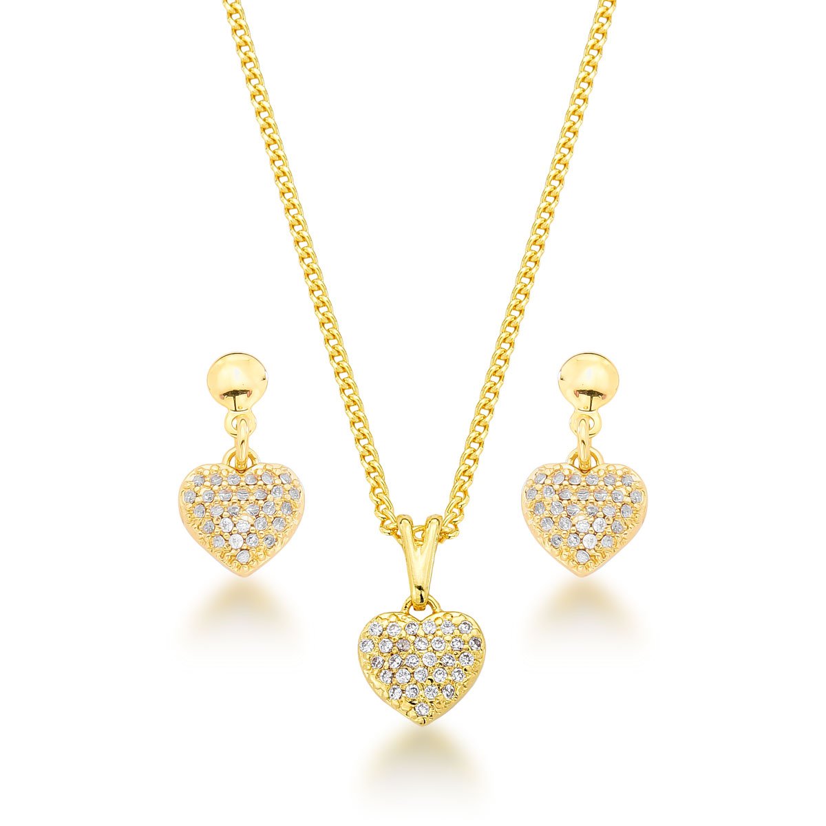 Conjunto Coração Banhado a Ouro 18k