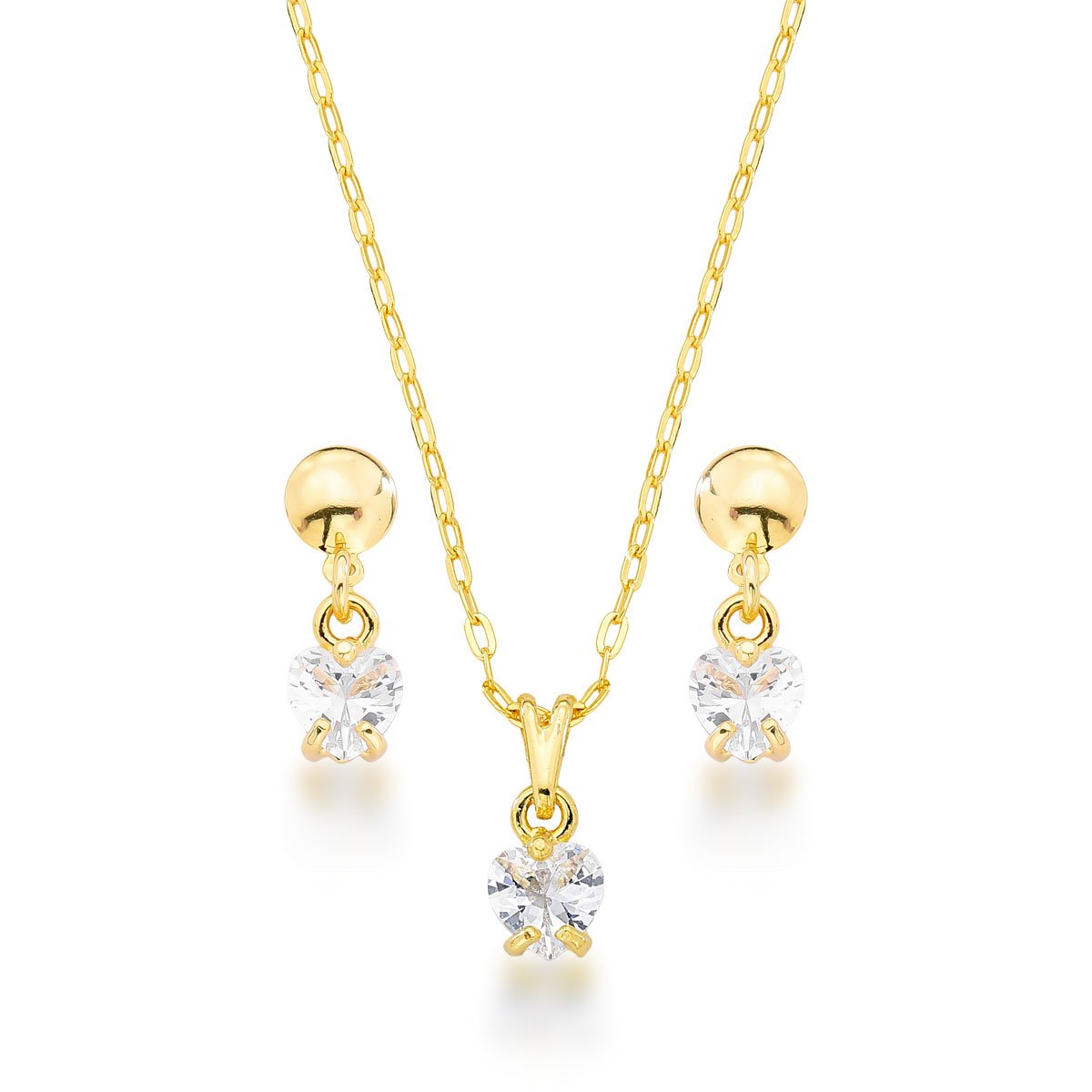 Conjunto Coração Banhado a Ouro 18k