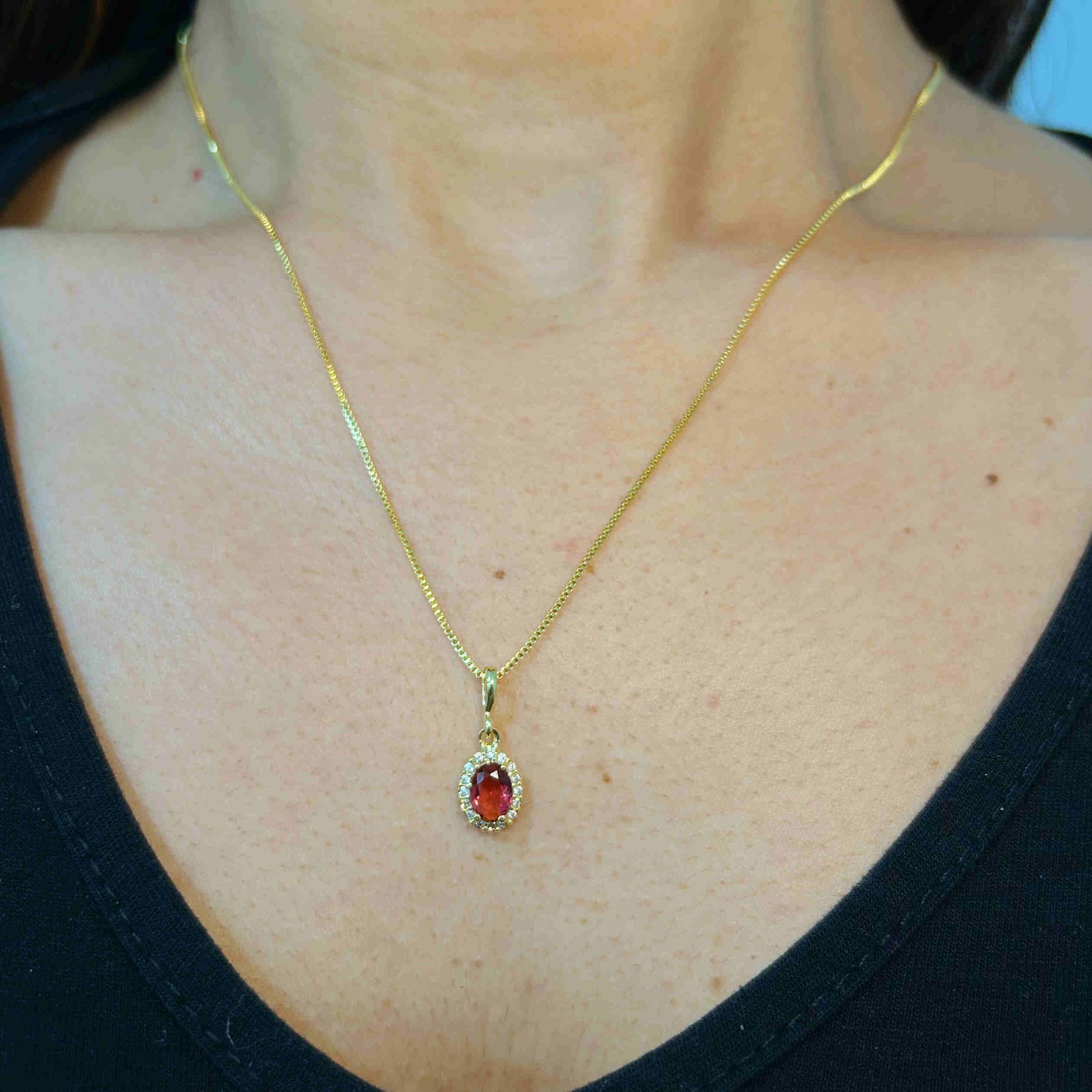 Conjunto Zircônia Rosa Banhado a Ouro 18k