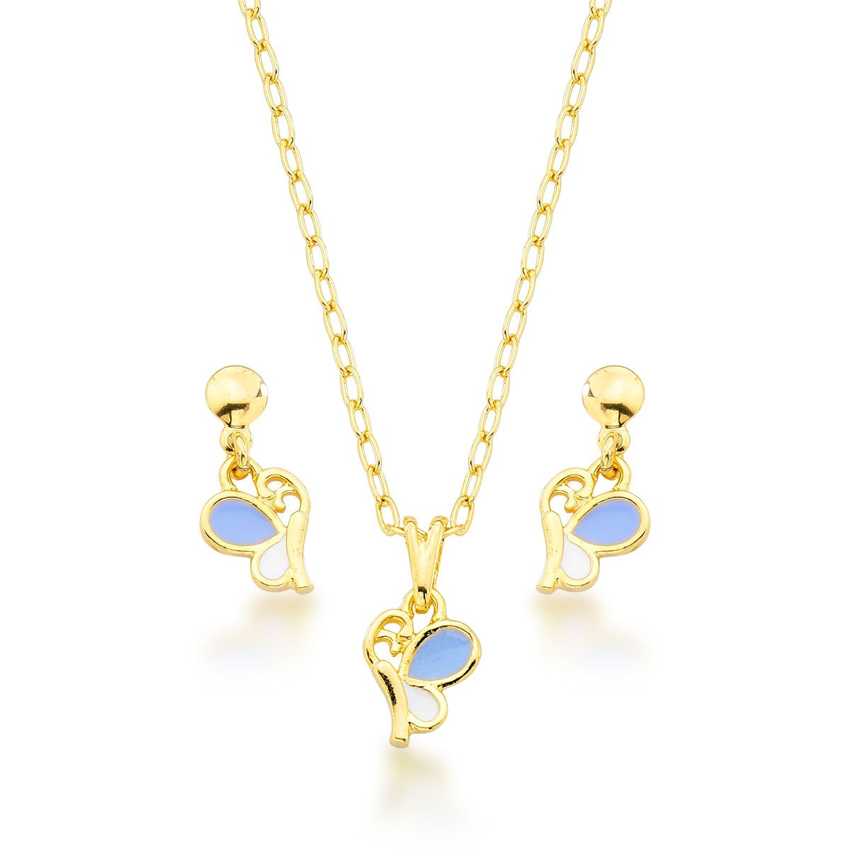 Conjunto Borboleta Banhado a Ouro 18k