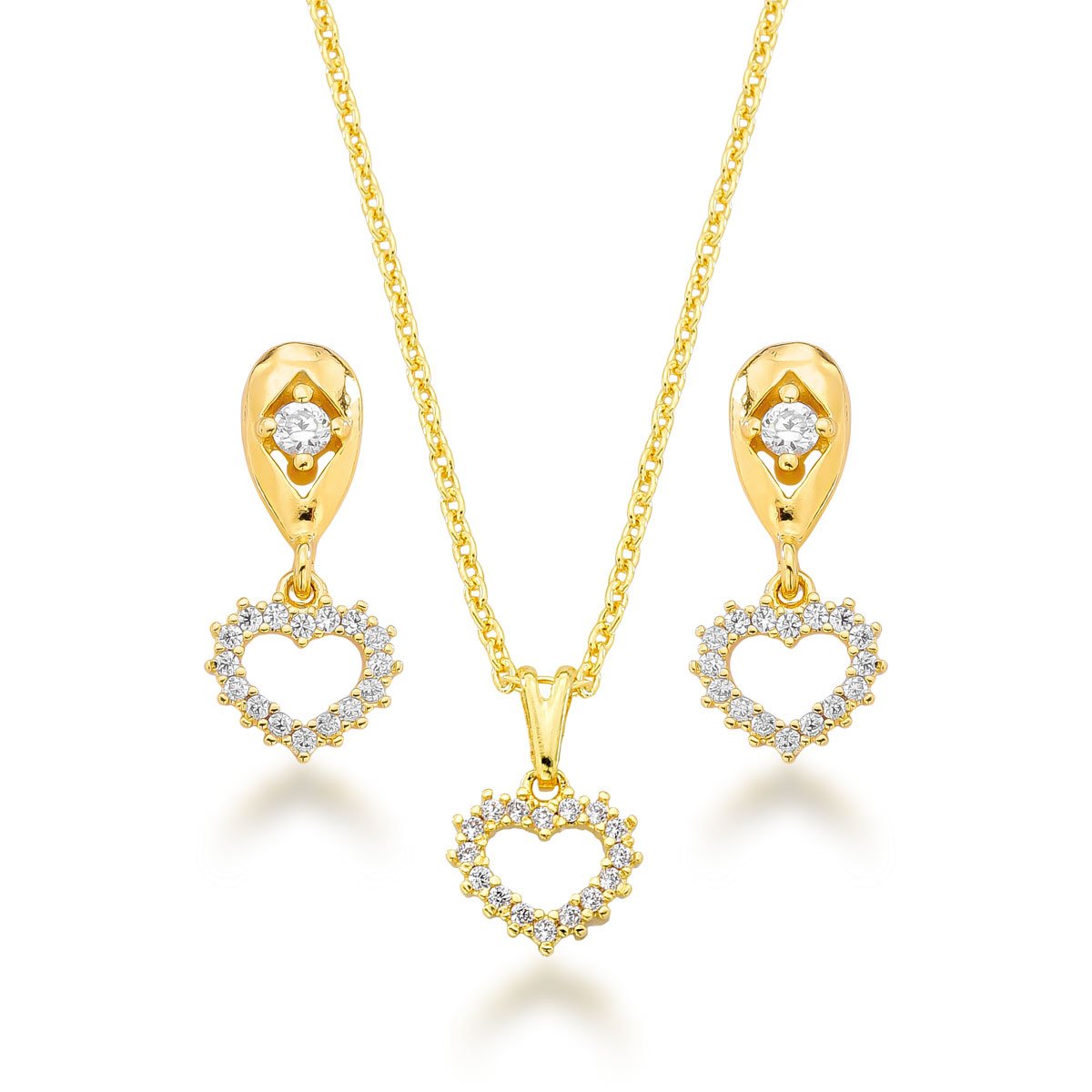 Conjunto Coração Banhado a Ouro 18k