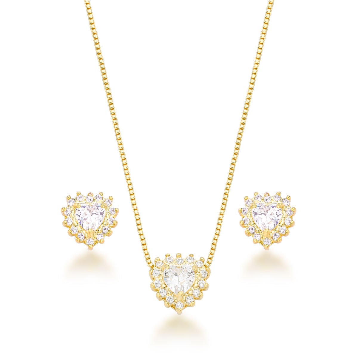 Conjunto Coração Banhado a Ouro 18k