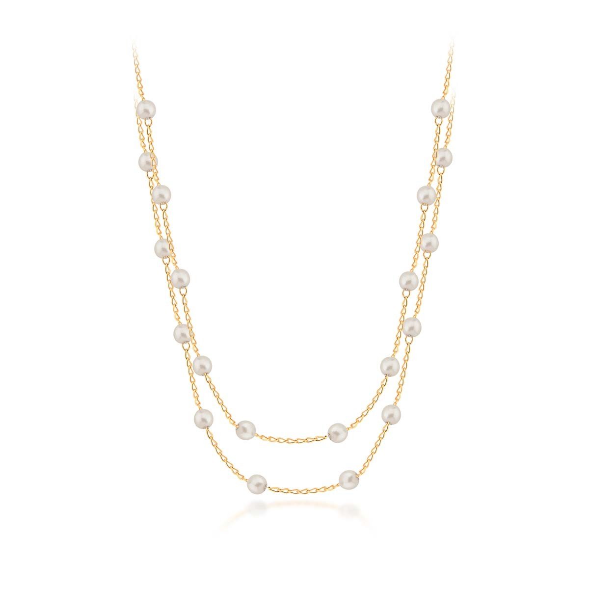 Gargantilha Pérolas Banhado a Ouro 18k