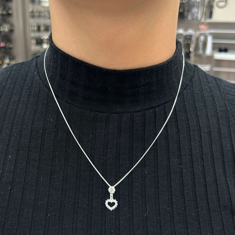 Conjunto Coração Ponto de Luz Prata 925