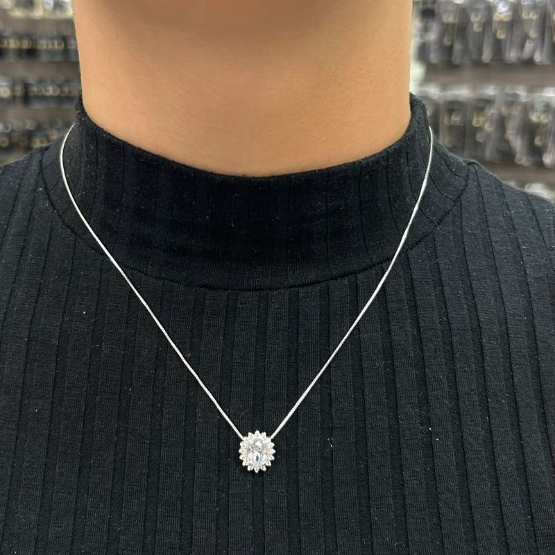 Conjunto Zircônia Cristal Prata 925