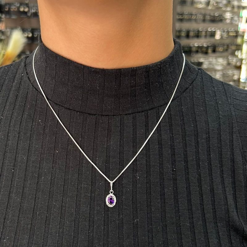 Conjunto Zircônia Lilás Prata 925