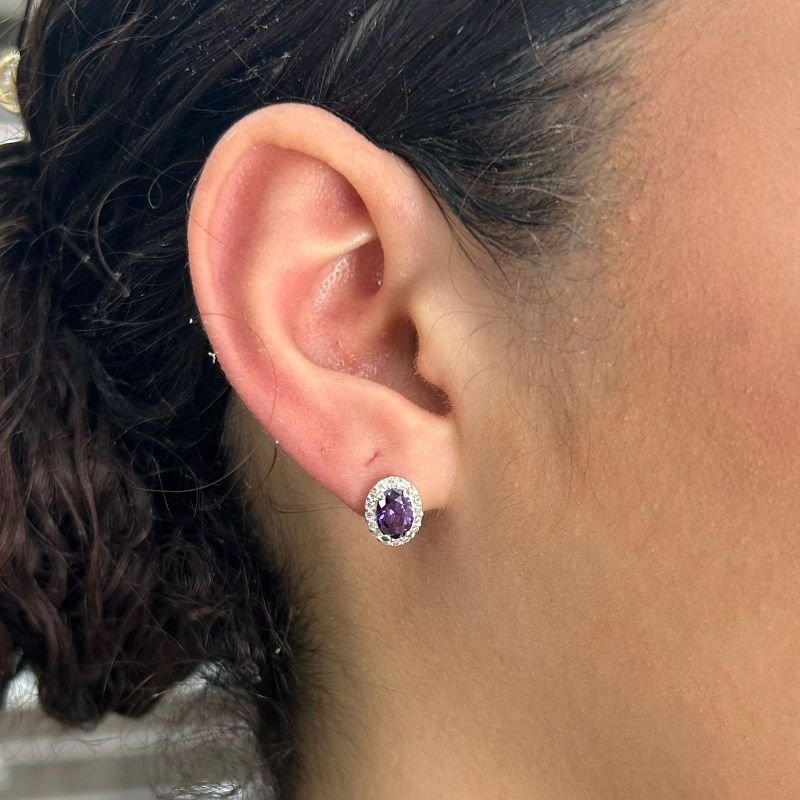 Conjunto Zircônia Lilás Prata 925