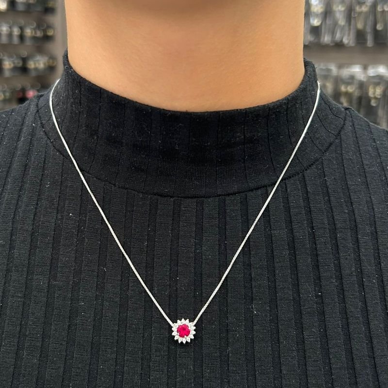 Conjunto Zircônia Rosa Prata 925