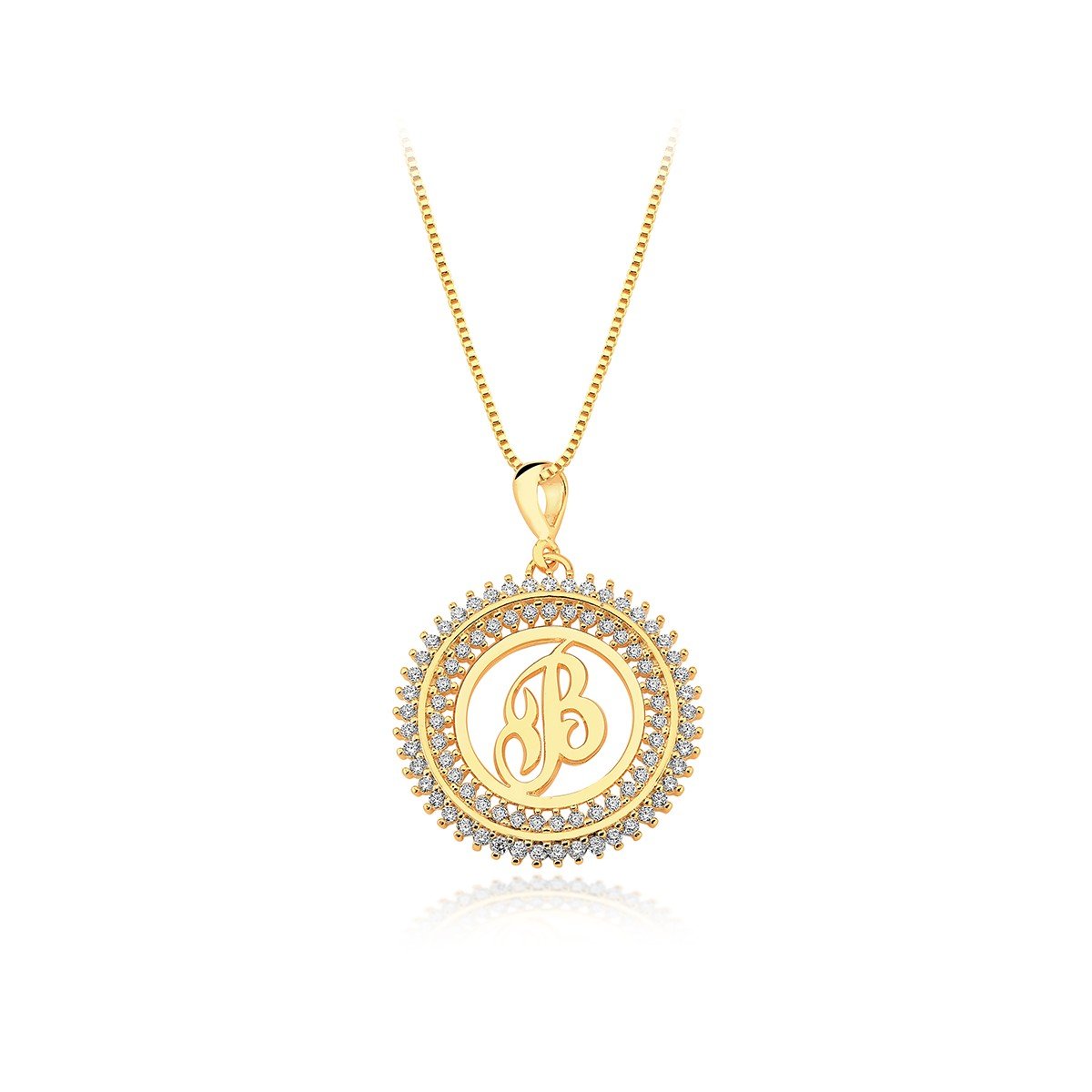 Gargantilha Mandala Letra Inicial Banhado a Ouro 18k