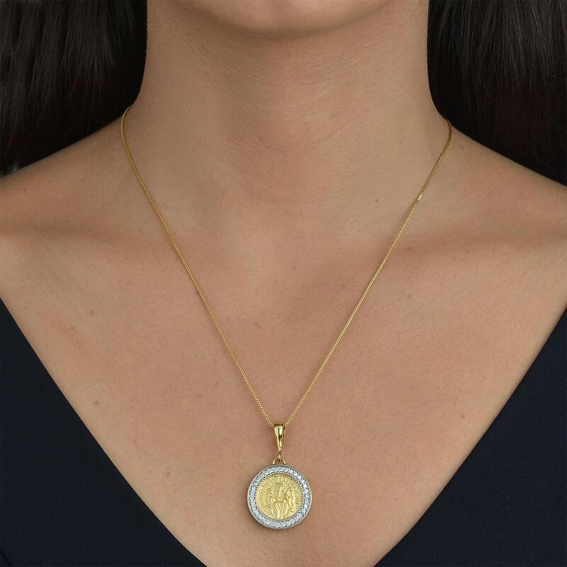 Gargantilha Moeda Antiga Banhado a Ouro 18k