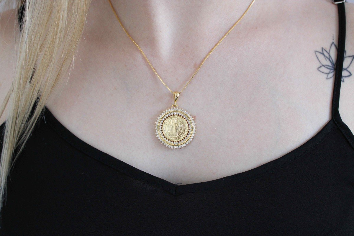 Gargantilha São Bento Banhado a Ouro 18k