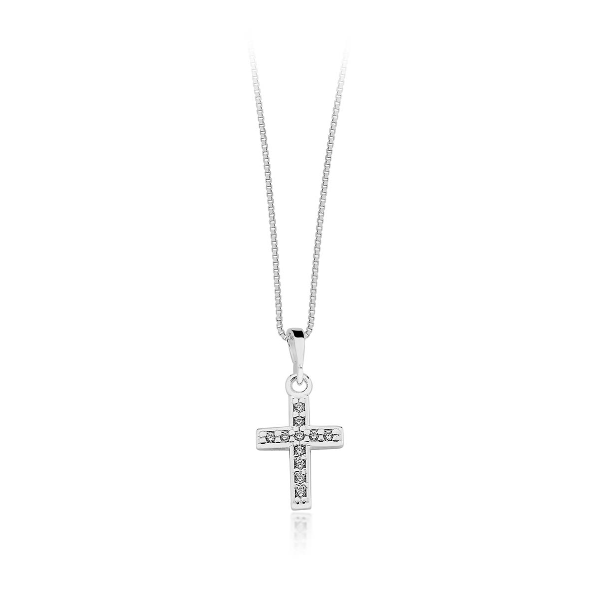 Gargantilha Cruz Cravejada Prata 925