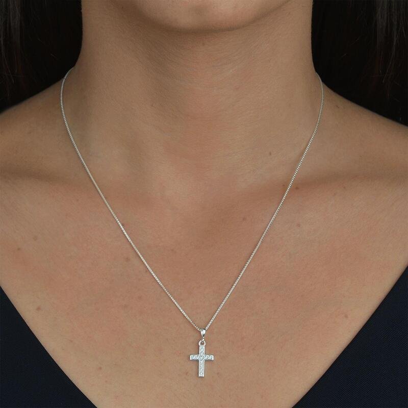 Gargantilha Cruz Cravejada Prata 925