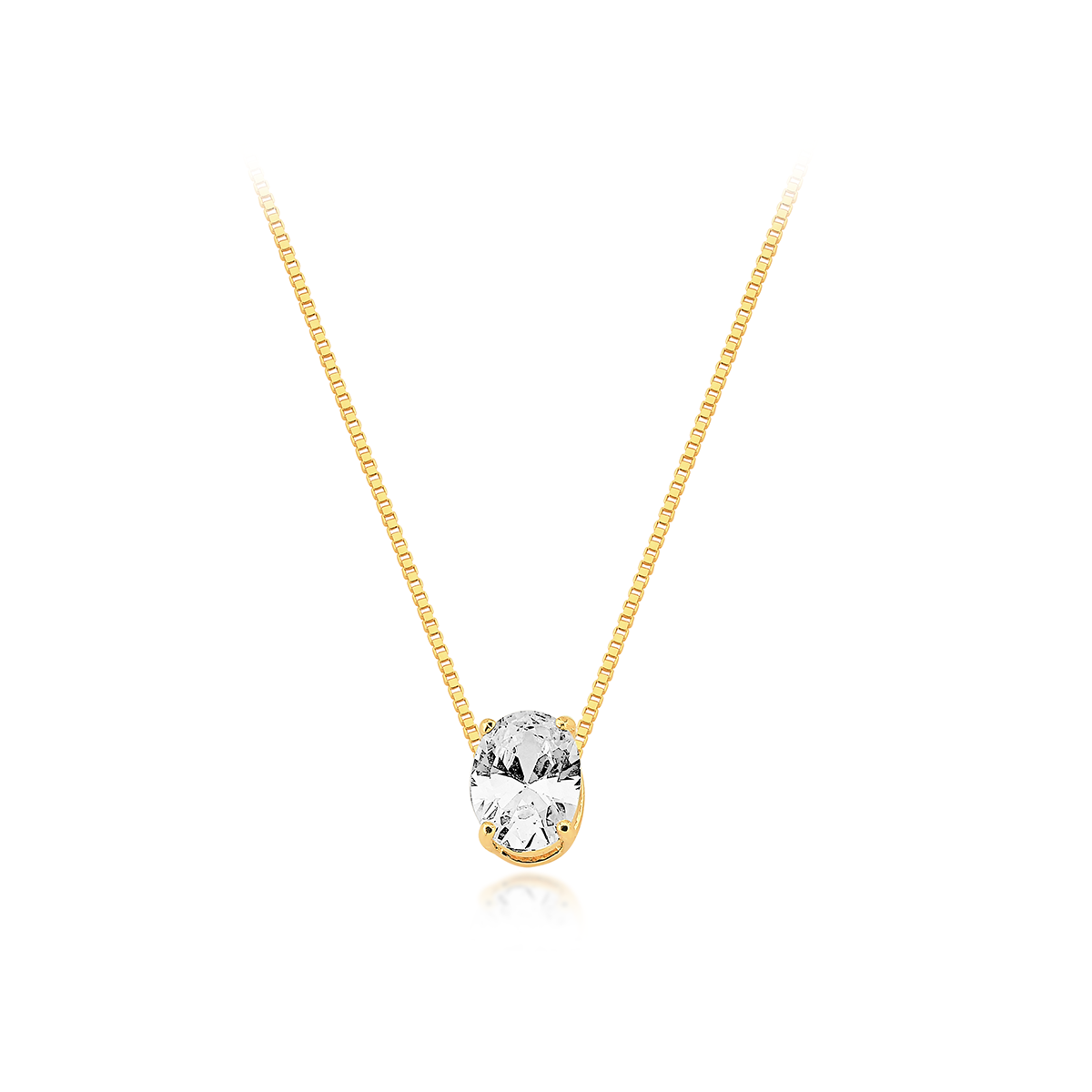 Gargantilha Zircônia Oval Banhado a Ouro 18k