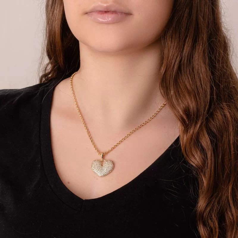 Gargantilha Coração Micro Zircônias Banhado a Ouro 18k