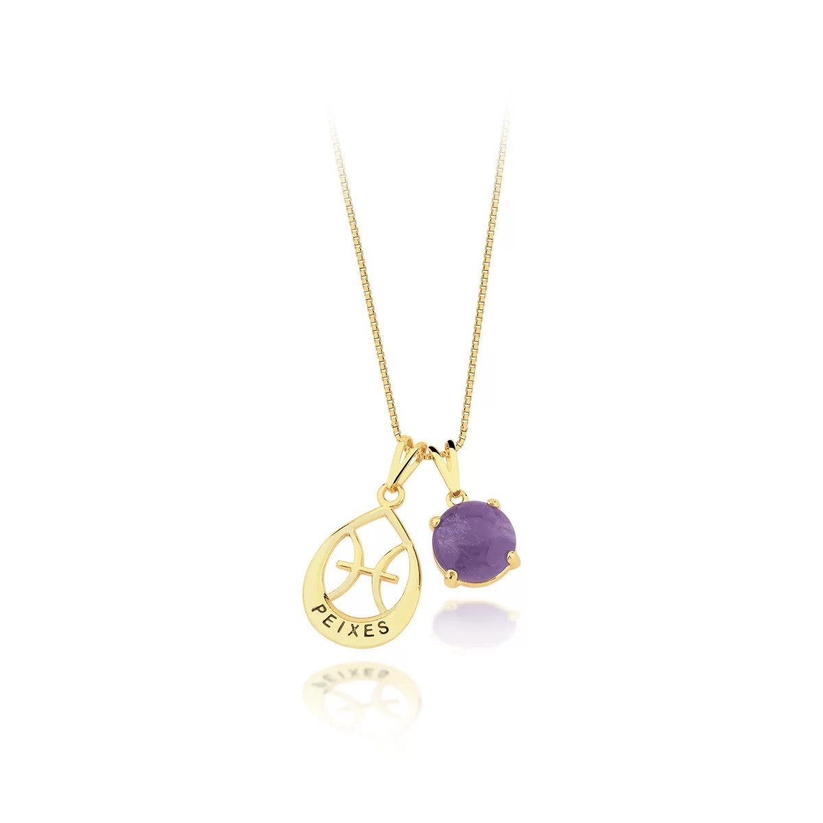 Gargantilha Signo Peixes Banhado a Ouro 18k