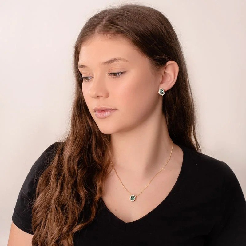 Gargantilha Zircônia Esmeralda Banhado a Ouro 18k