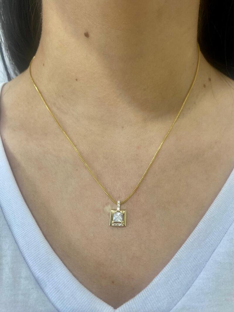 Gargantilha Zircônia Carre Banhado a Ouro 18k