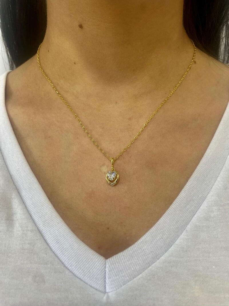 Gargantilha Zircônia Coração Banhado a Ouro 18k