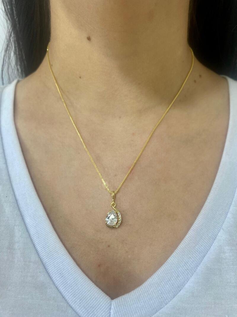 Gargantilha Zircônia e Micro Zircônias Banhado a Ouro 18k
