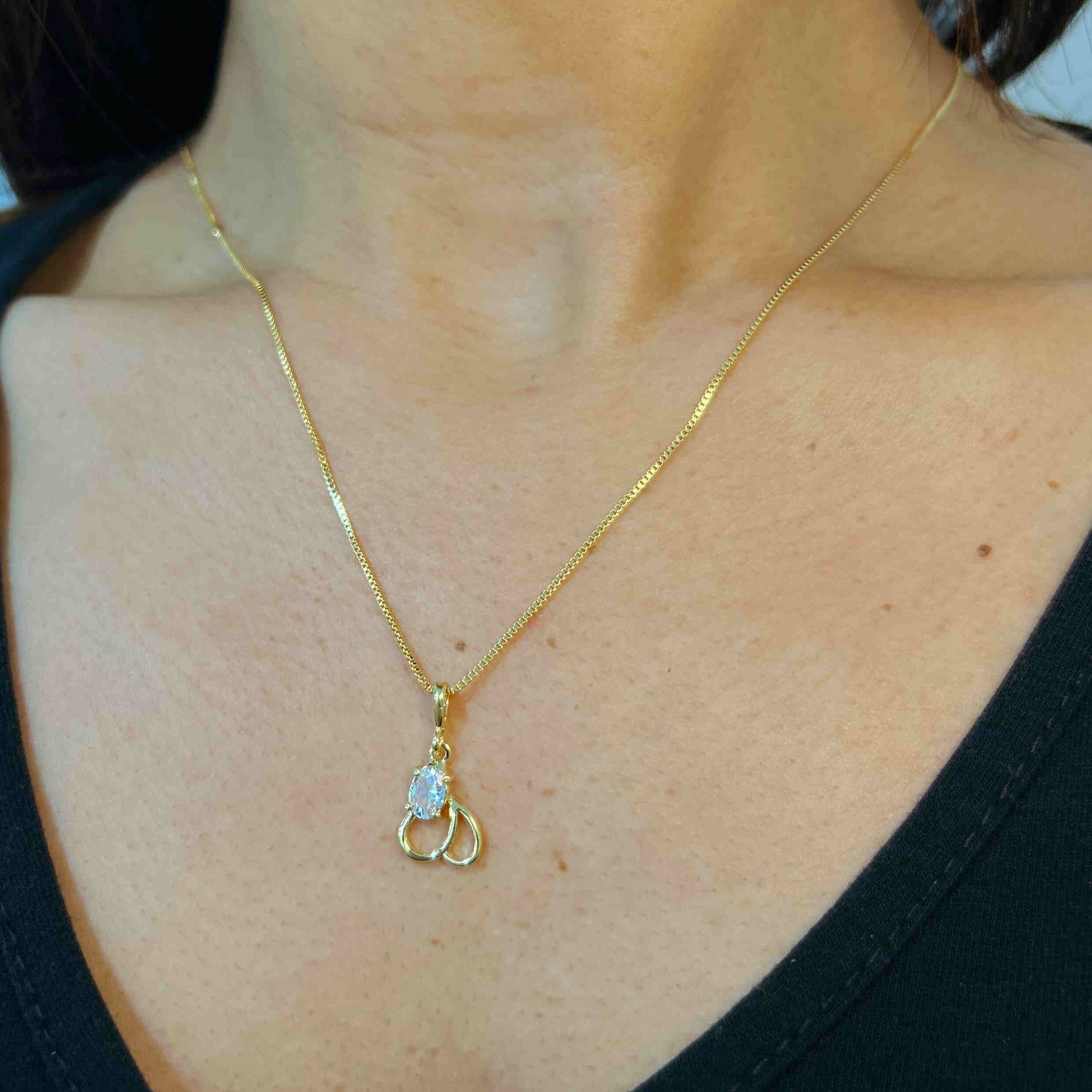 Gargantilha Zircônia Banhado a Ouro 18k