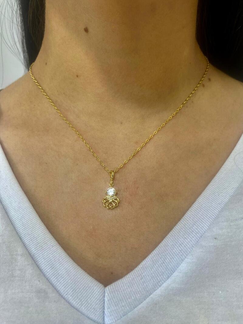 Gargantilha Zircônia e Micro Zircônia Banhado a Ouro 18k