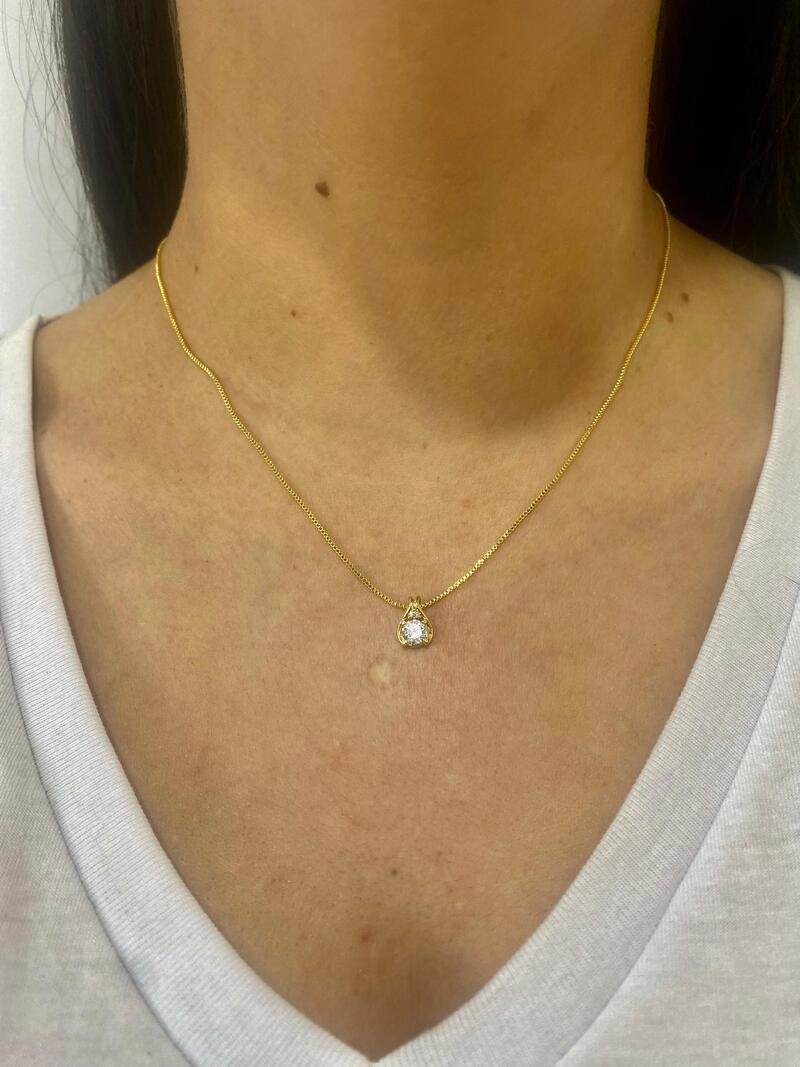 Gargantilha Zircônia e Micro Zircônia Banhado a Ouro 18k