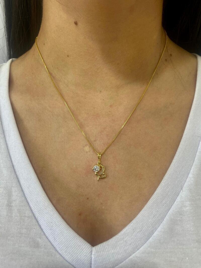 Gargantilha Borboleta Banhado a Ouro 18k