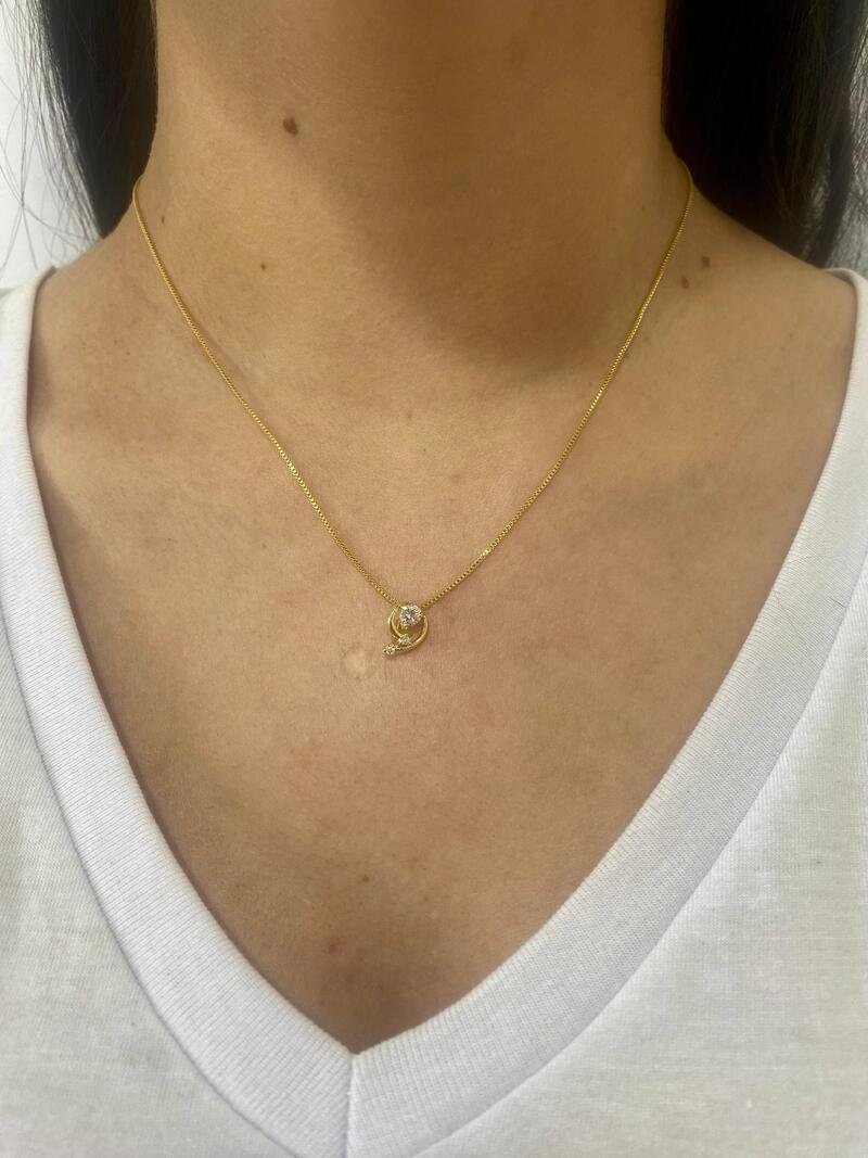 Gargantilha Zircônia e Micro Zircônia Banhado a Ouro 18k