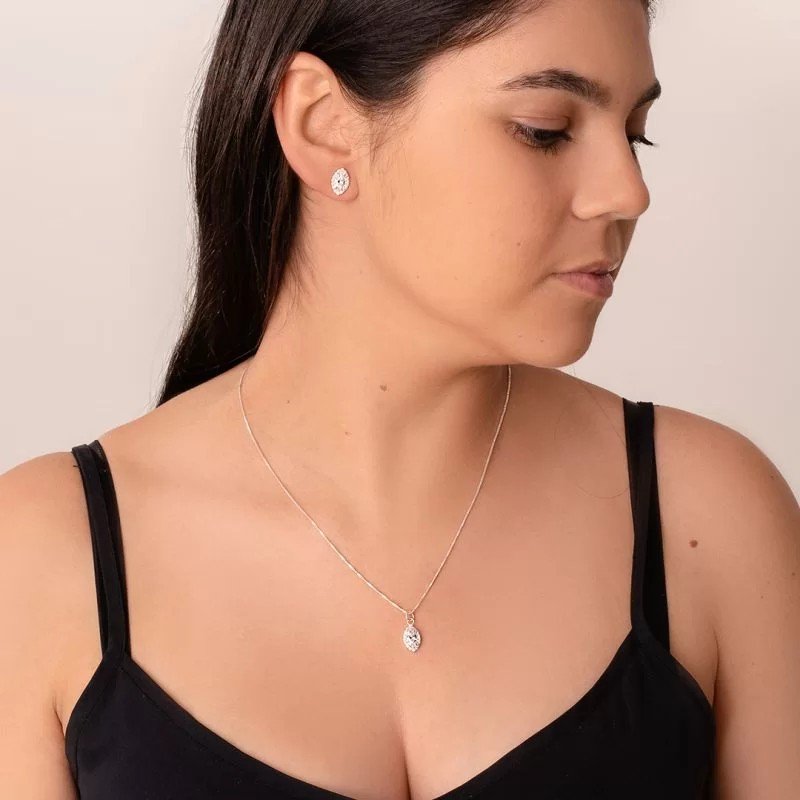 Gargantilha Zircônia Cristal Prata 925