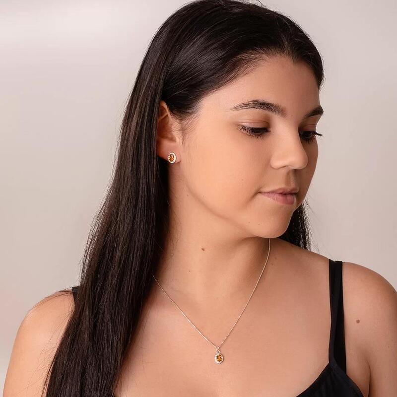 Gargantilha Zircônia Citrino Prata 925