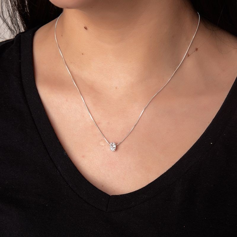 Gargantilha Zircônia Oval Prata 925