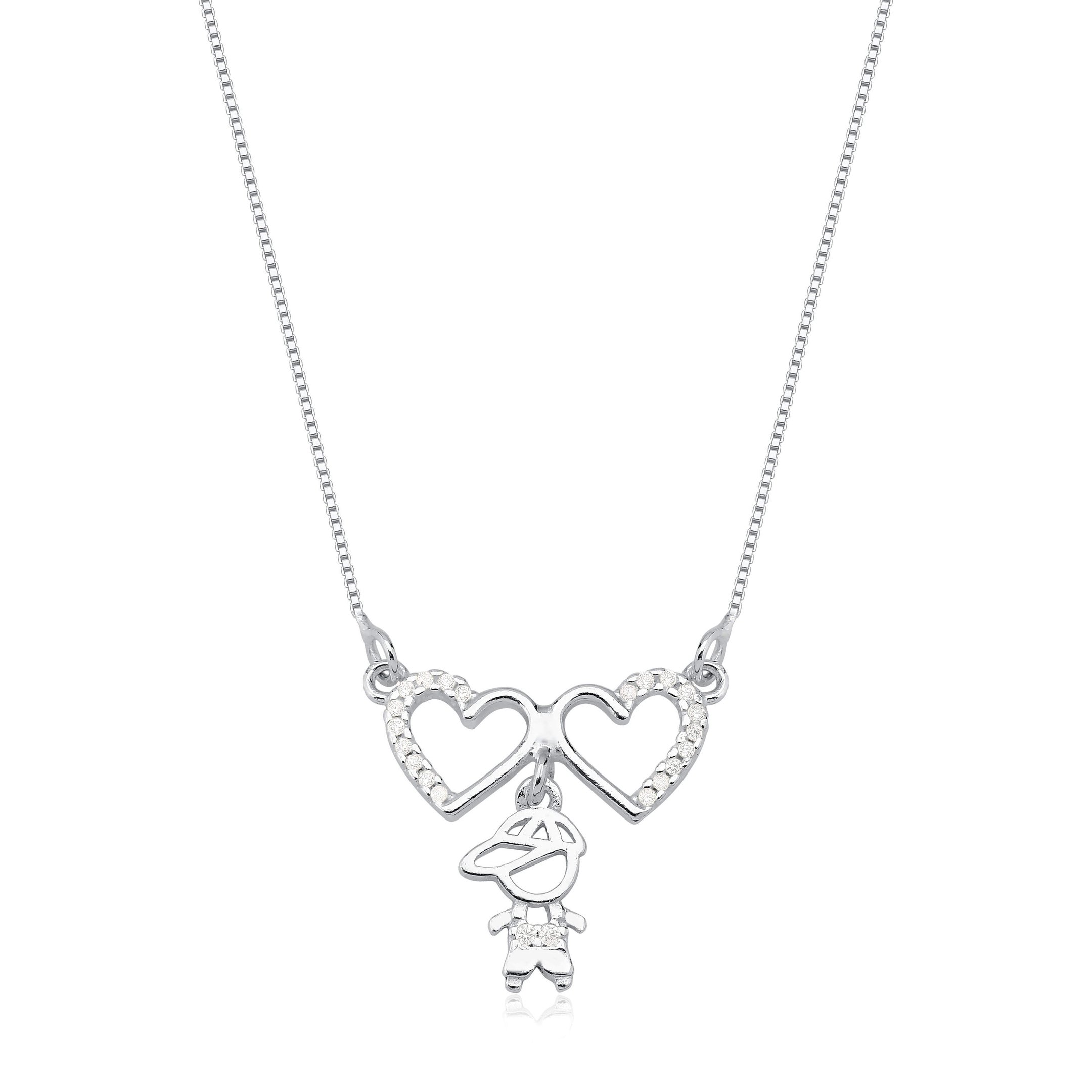 Gargantilha Corações Menino Prata 925