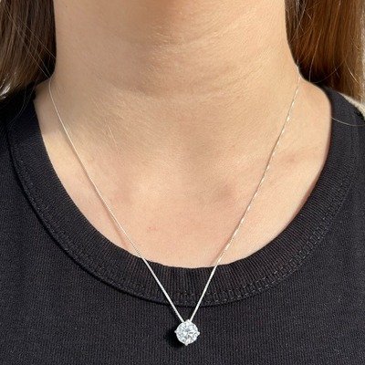 Gargantilha Ponto de Luz Moissanite 8mm Prata 925