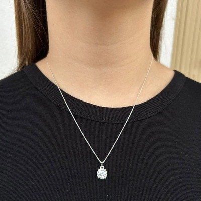 Gargantilha Ponto de Luz Moissanite 8mm Prata 925